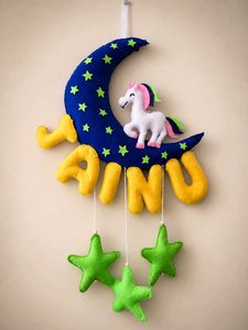 Felt Moon Unicorn Name Hanging Decor