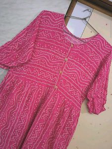 Pink Bandhani Kurta 💓