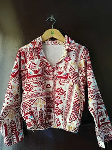 Patterned Button-Down Top