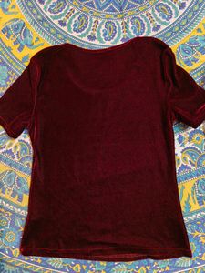 Women Maroon Velvet Top