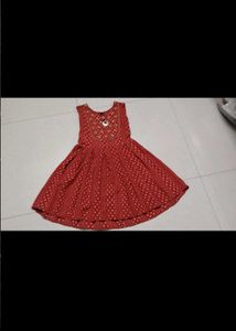 Red Bandhani Kurta Set with Earrings free