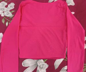 Vibrant Pink Square Neck Crop Top