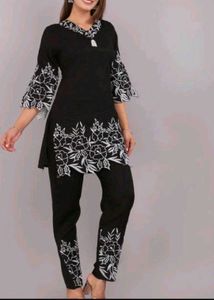 New 2XL Black Embroidered Set
