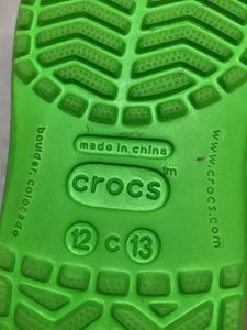 Green Crocs with Yellow Straps