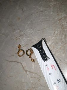 Gold Dangle Earrings with Intricate Design