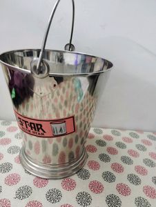 Vintage Blue Star Stainless Steel Bucket