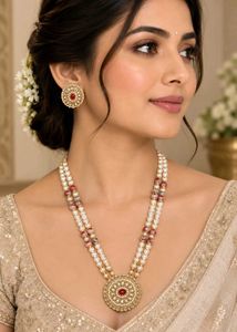 Elegant Pearl Necklace with Earrings