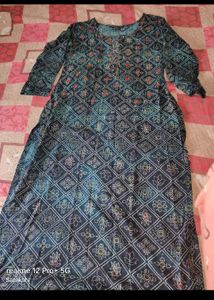 Teal Bandhani Print Cotton Kurta