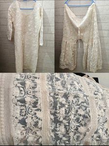 Elegant White Lace Kurta Set with dupatta