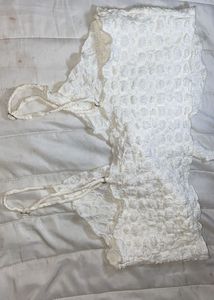 Cute ruffled  White Crop Top