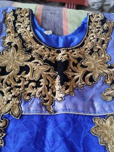 Beautiful Blue Kurta Set with Gold Embroidery