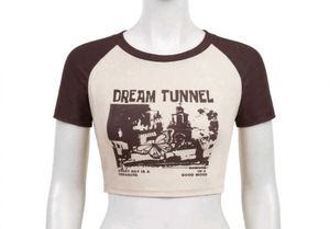 Dream Tunnel Graphic Print Crop Top