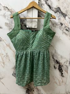 Green Sequined Ethnic sharara set