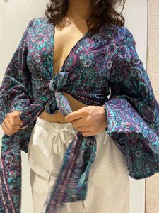 Bohemian Print Wrap Crop Top