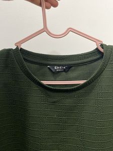 Shein Textured Olive Green Top