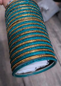 Teal &amp; Gold Bangle Set