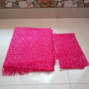 Self Design Net Saree (Pink)