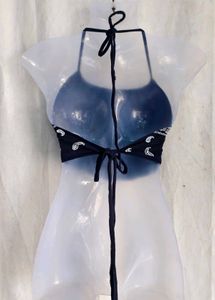 Navy blue "Baddie" Halter Neck Crop Top