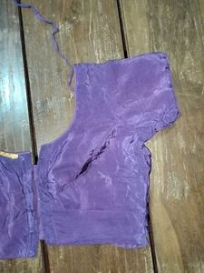 Crepe Embroidered Purple Blouse