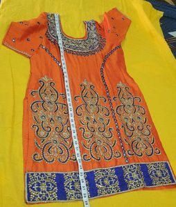 Orange &amp; golden salwar suit dupatta set