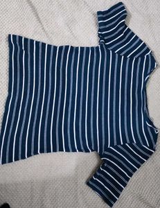 Ginger teal & white stripe top