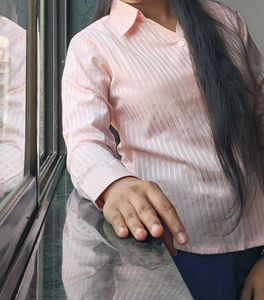 Light Pink Striped Button-Up Shirt