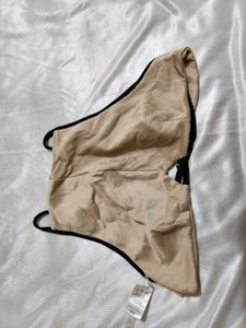 Beige Textured Bikini Bottom