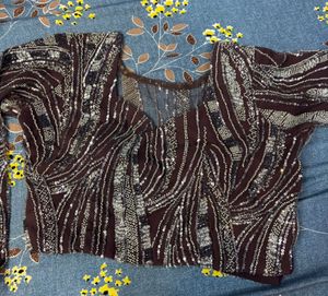 Embellished Saree with Feather Accents