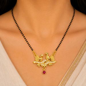 Elegant Gold Mangalsutra with Peacock Design