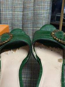 Rosso Brunello Green Heeled Mules