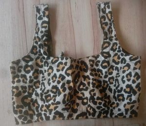 Leopard Print Blouse / Crop Top with Toe Back