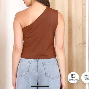Xs size One Shoulder Straight Hem Short Top