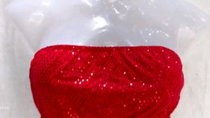 Sparkly Red Bandeau Blouse