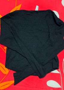 Black Long Sleeve Square Neck Top