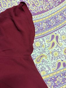 Maroon Lace-Up Flutter Sleeve Top