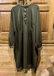 Dubai Crepe Olive suit with Floral Embroidery