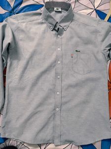 primium Lacoste Button-Down casual grey Shirt