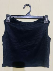 Sleek Black Sleeveless Crop Top