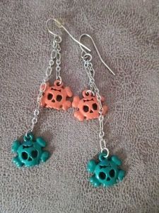 alternative enamel skull cross bones  dangle  earr
