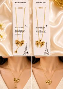 Anti Tarnish Gold Bow Necklace