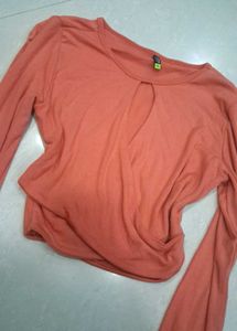 Cute Peach Wrap Front Top