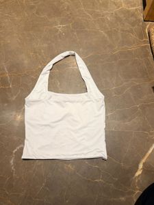 White Halter Neck Crop Top