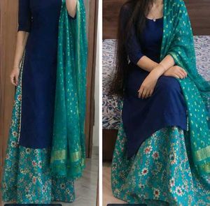 suit with Banarasi lehenga