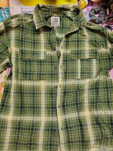 Green Plaid Button-Up Shirt