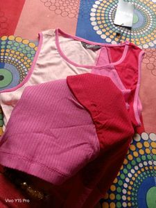 Stylish Pink Color Block Tank Top