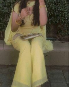 y2k Yellow Kurta Set with Palazzo Pants