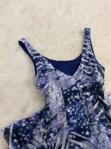 Boho Blue Floral Smocked Button-Up Top