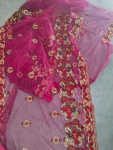 Embroidered Magenta Saree