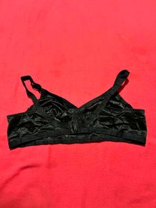 Black Mesh Lace Non-Padded Bra (Adjustable Straps)