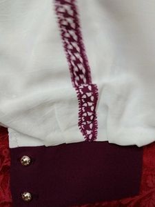 White &amp; Purple Embroidered Ethnic Gown